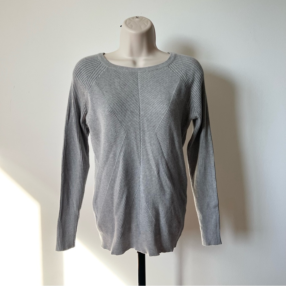 Rib‎ Knit Sweater Grey Long Sleeve Top